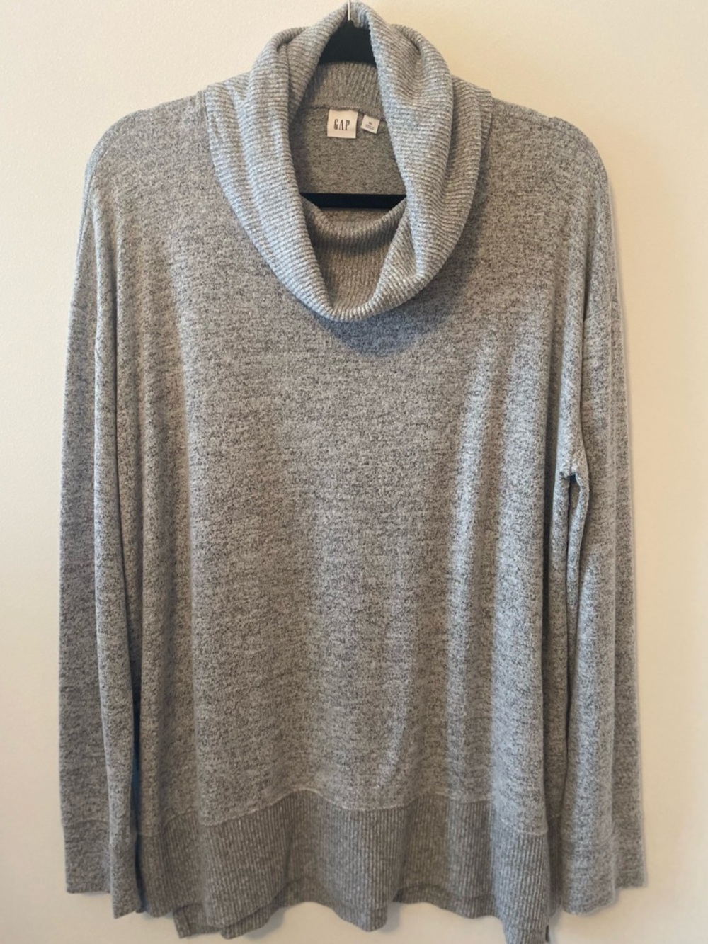 GAP Cowl Neck Heather Gray Long Sleeve Sweater